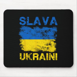 Slava Ukraini Ukraine Flag Colors Distressed Retro Mouse Pad