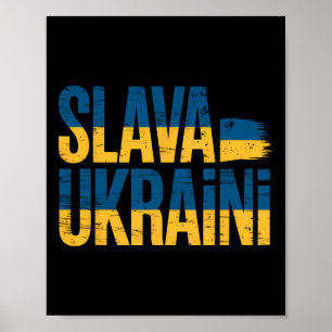 Slava Ukraini Ukraine Flag Colors Distressed Retro Poster