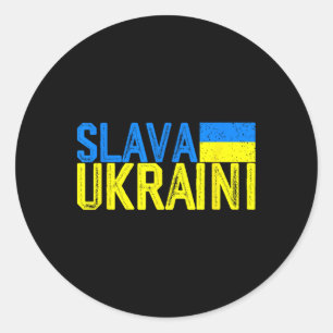 Slava Ukraini Ukraine Flag Colors Distressed Slava Classic Round Sticker