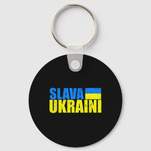 Slava Ukraini Ukraine Flag Colors Distressed Slava Keychain