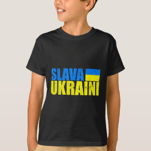 Slava Ukraini Ukraine Flag Colors Distressed Slava T-Shirt