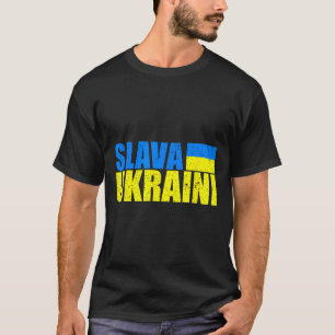 Slava Ukraini Ukraine Flag Colors Distressed Slava T-Shirt