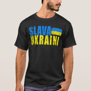 SLAVA UKRAINI Ukraine Flag Colours Distressed Retr T-Shirt