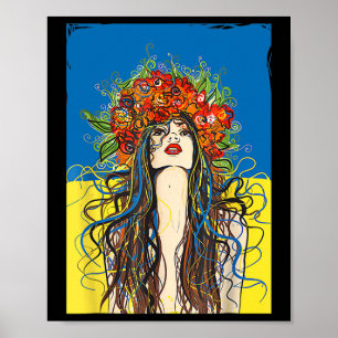 Slava Ukraini Ukraine Flowers Ukrainian Patriotic  Poster