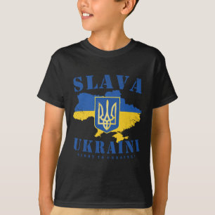 Slava Ukraini Ukrainian Tryzub Flag Glory To Ukrai T-Shirt