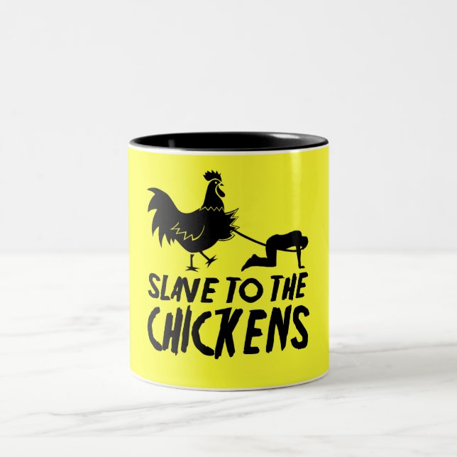 Slave to the chickens Two-Tone coffee mug (Center)