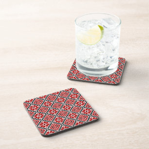 Slavic Ethnic Embroidery, Balkan Traditional Coaster