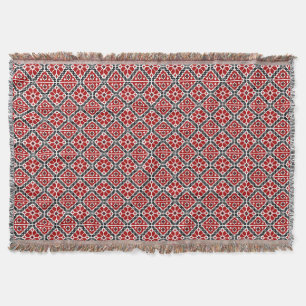 Slavic Ethnic Embroidery, Balkan Traditional Throw Blanket