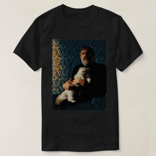 Slavoj Zizek with Cat stylized T-Shirt (Design Front)