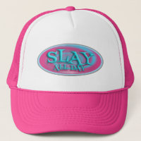 Slay All Day Vintage Fun Slogan Art Oval