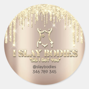 Slay Bodies Logo Cosmetic Sculpting Rose Gold Classic Round Sticker