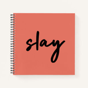 Slay Modern Minimalist Trendy Stylish Coral Pink Notebook