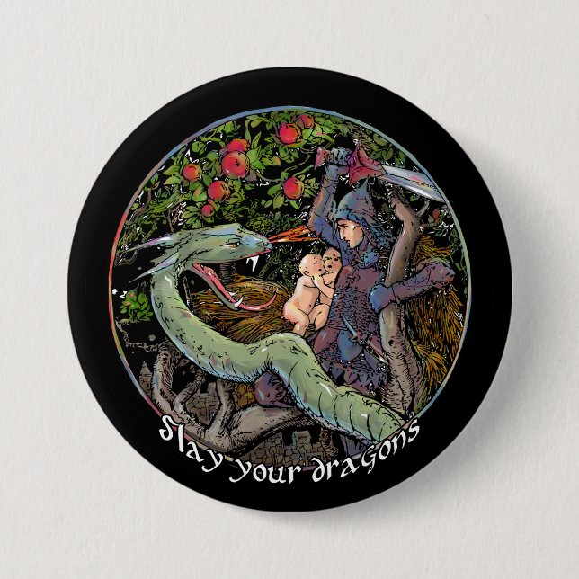 Slay your dragons, Gift for Jordan Peterson fans. 3 Inch Round Button (Front)