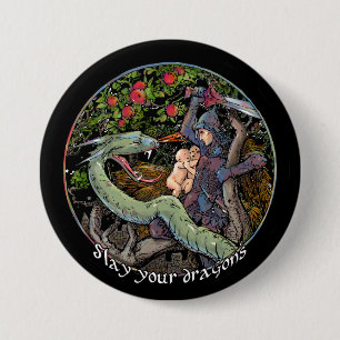 Slay your dragons, Gift for Jordan Peterson fans. 3 Inch Round Button