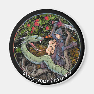 SLAY YOUR DRAGONS, Medieval art,Jordan Peterson Magnet