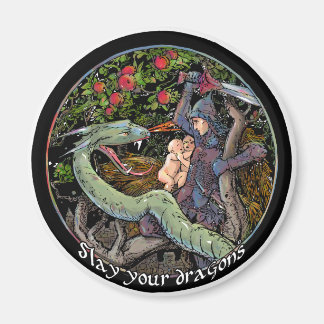 SLAY YOUR DRAGONS, Medieval art,Jordan Peterson Magnet