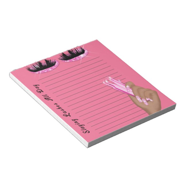 Slaying Lashes All Day Customize Lash Tech Notepad (Angled)