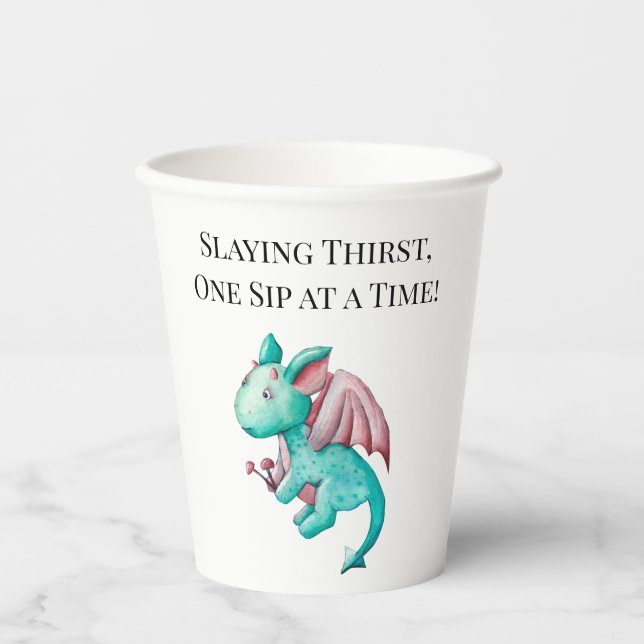 Slaying Thirst, One Sip at a Time! Paper Cups (Front)