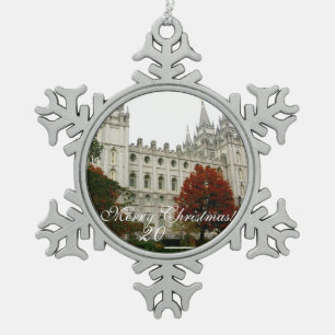 SLC Temple Pewter Christmas Ornament