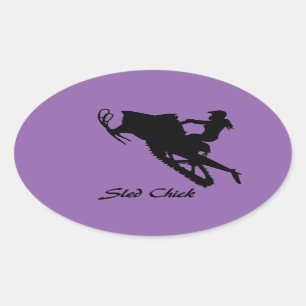 Sled Chick Oval Sticker