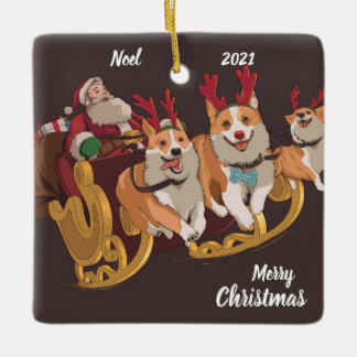 Sled Dog Christmas Ceramic Ornament