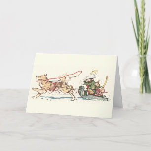 Sled Dog Pulling Sleigh Holiday Card