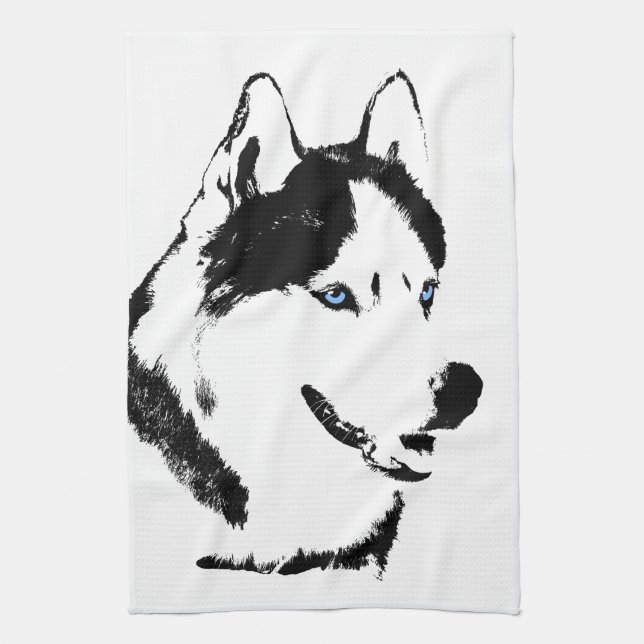 Sled Dog Towel Husky Malamute Tea Towel (Vertical)