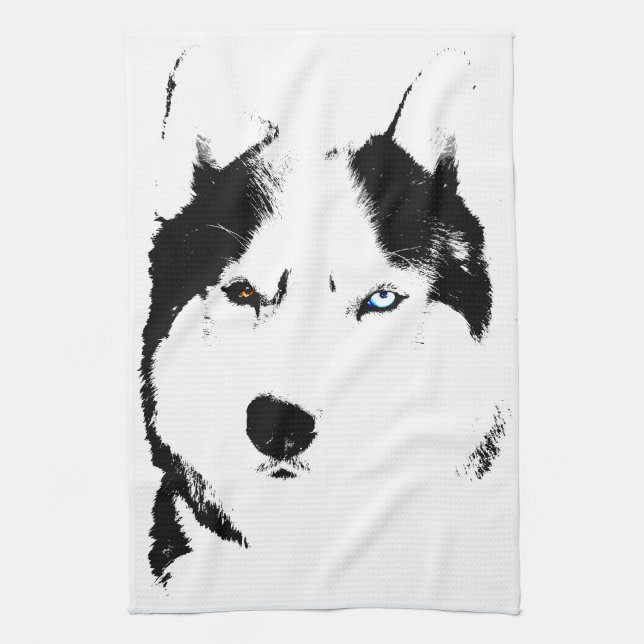 Sled Dog Towel Husky Malamute Tea Towel (Vertical)