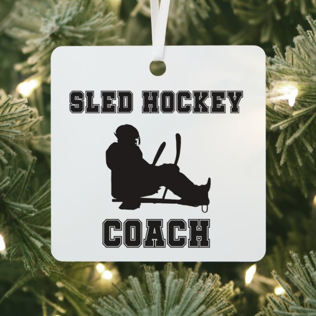 Sled Hockey Coach Christmas Metal Ornament (Insitu)
