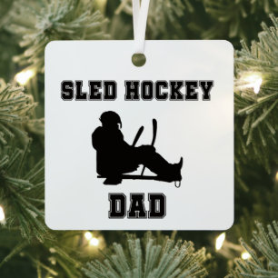 Sled Hockey Dad Christmas Metal Ornament