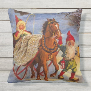 “Sled Ride at Night” by Jenny Nystrom Outdoor Pillow