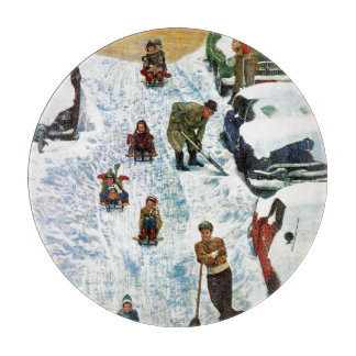 Sledding and Digging Out Cutting Board