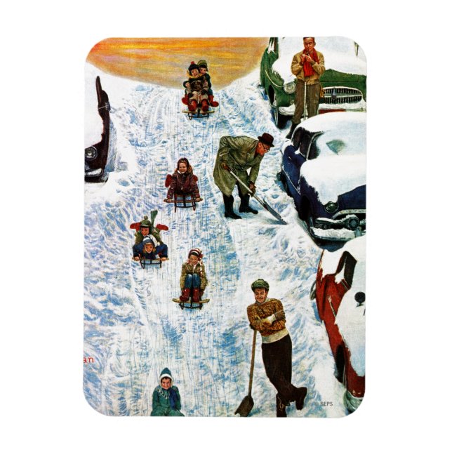 Sledding and Digging Out Magnet (Vertical)