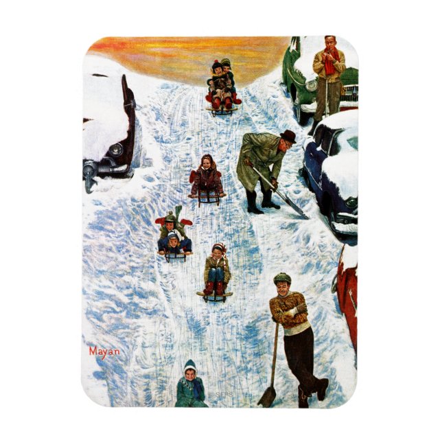 Sledding and Digging Out Magnet (Vertical)