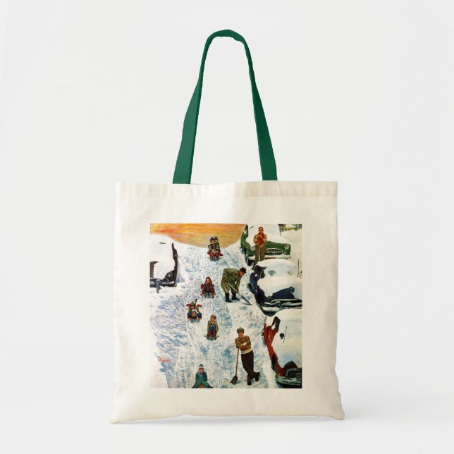 Sledding and Digging Out Tote Bag (Front)