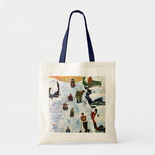 Sledding and Digging Out Tote Bag (Front)