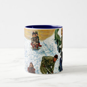 Sledding and Digging Out Two-Tone Coffee Mug