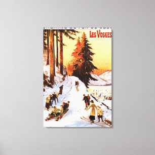 Sledding and Skiing at Vosges Poster Canvas Print