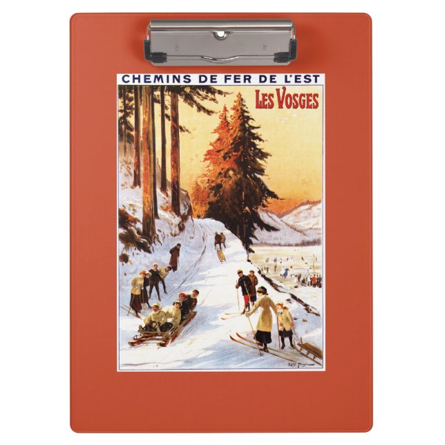 Sledding and Skiing at Vosges Poster Clipboard (Front)