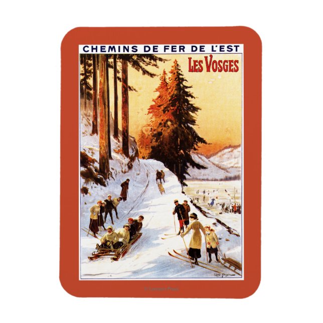 Sledding and Skiing at Vosges Poster Magnet (Vertical)