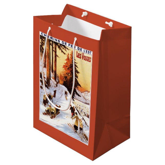 Sledding and Skiing at Vosges Poster Medium Gift Bag (Front Angled)