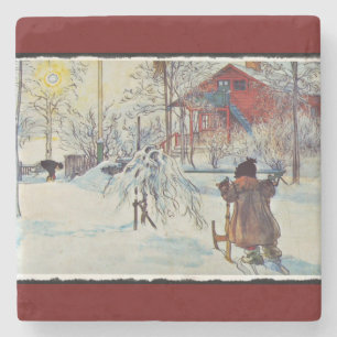 Sledding by the Washhouse Stone Coaster