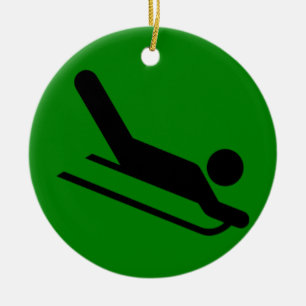 Sledding Ceramic Ornament