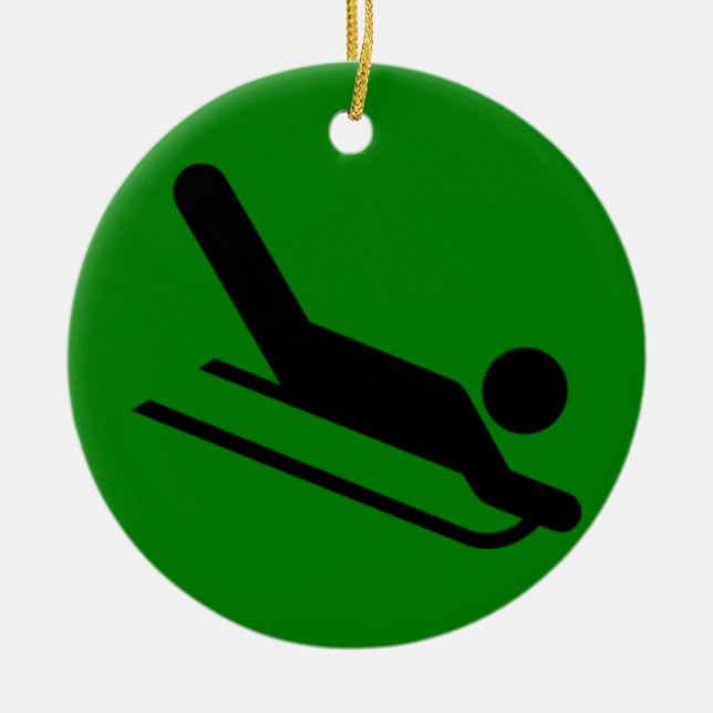 Sledding Ceramic Ornament (Front)