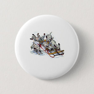 Sledding Dalmatian Pups 2 Inch Round Button