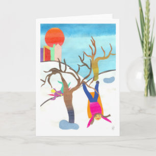 Sledding in Central Park Holiday Card