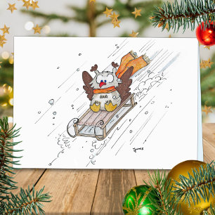 SLEDDING OWL carte de voeux par Nicole Janes