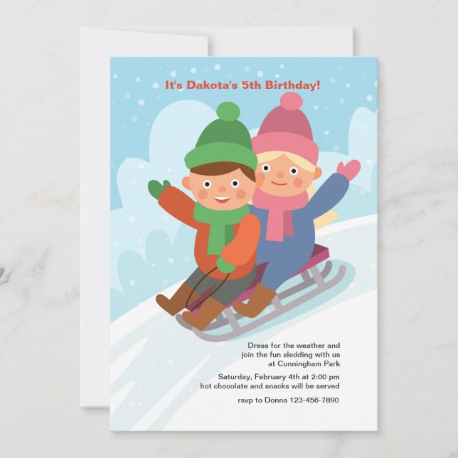 Sledding Party Invitation (Front)