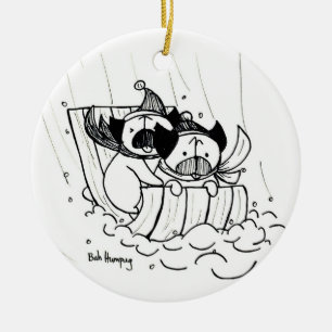 Sledding Pugs Ceramic Ornament