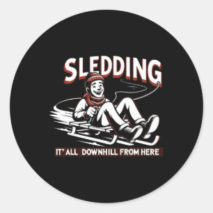 Sledding Snow Sled Winter Sport Winter Outdood Act Classic Round Sticker